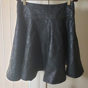 MILLY DIAMOND STITCHED LEATHER SKIRT